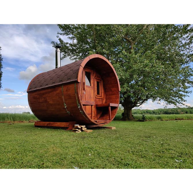 Scandanavian Barrel Sauna with Porch